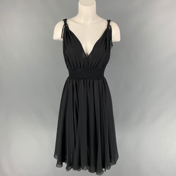 JOHN RICHMOND Size 6 Black Knotted Straps A-Line Dress - Picture 1 of 5